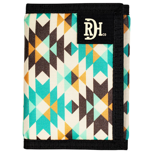 Red Dirt Hat Men's Polyester Canvas w/Velcro & Trifold Wallet - Turquoise Aztec Print