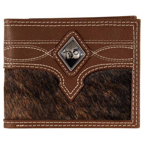Justin Men's Hair on Inlay & Praying Cowboy Concho Leather Bifold Wallet