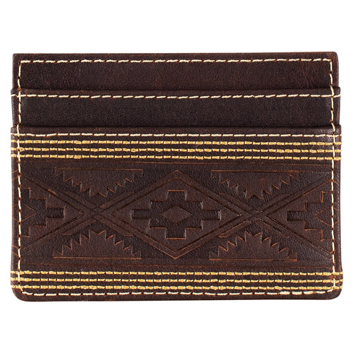 Justin Men's Aztec Emboss With Stitching Leather Slim Card Wallet