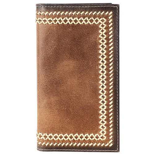 Tony Lama Men's Tan Buffalo With Stitching Leather Rodeo Wallet
