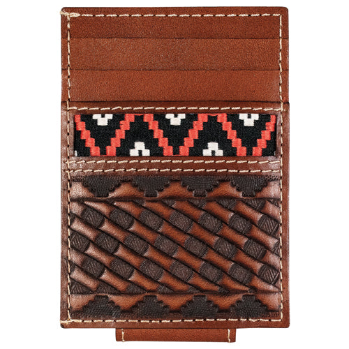 Red Dirt Hat Co. Men's Basketweave Card Case with Magnet - Multicolored Underlay