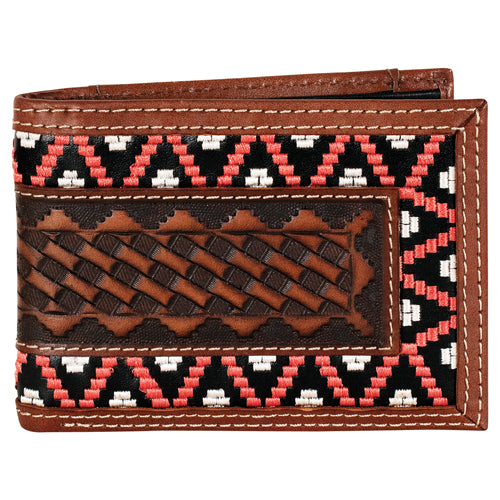 Red Dirt Hat Co. Men's Basketweave Bifold Wallet - Multicolored Underlay
