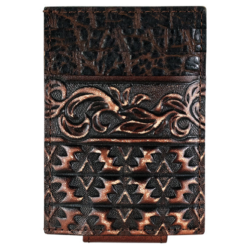 Red Dirt Hat Co. Men's Floral Emboss w/Aztec Magnet Clip Card Case