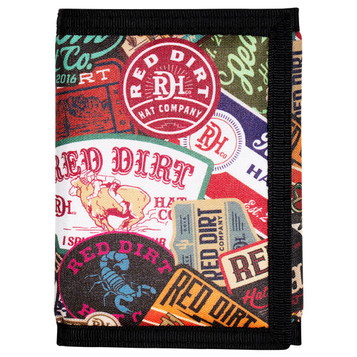 Red Dirt Hat Men's Polyester Canvas w/Velcro & Patch Smash Print Trifold Wallet - Multicoloured