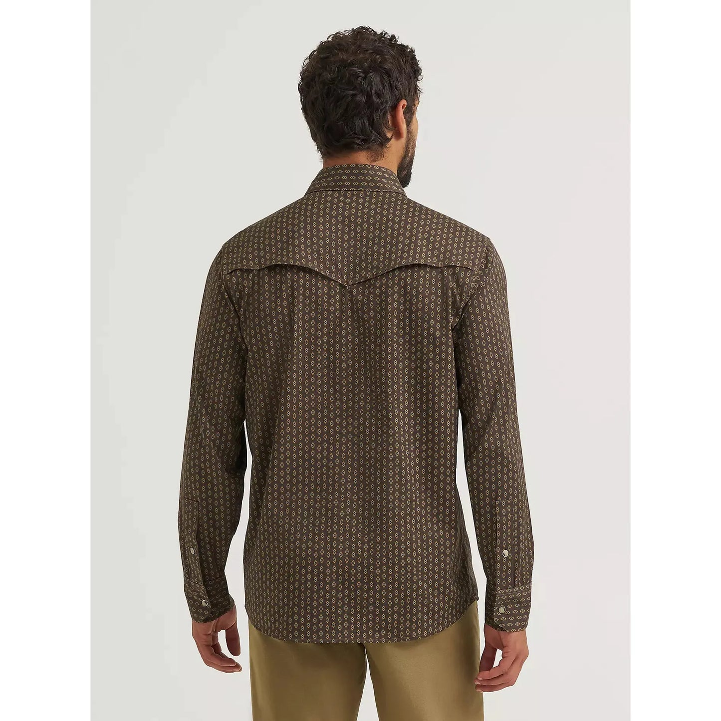 Wrangler Men's All Terrain Gear Technical Checotah LS Print Shirt - Brown