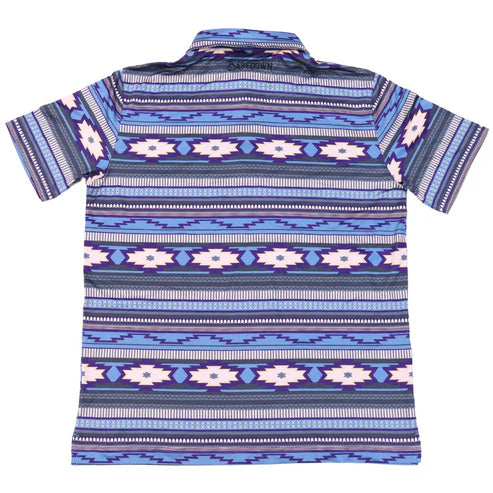 Baredown Brand Men's Aztec Polo Shirt - Blue
