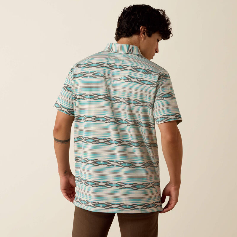 Ariat Men's Retro Western Snap Polo Shirt - Moonbeam