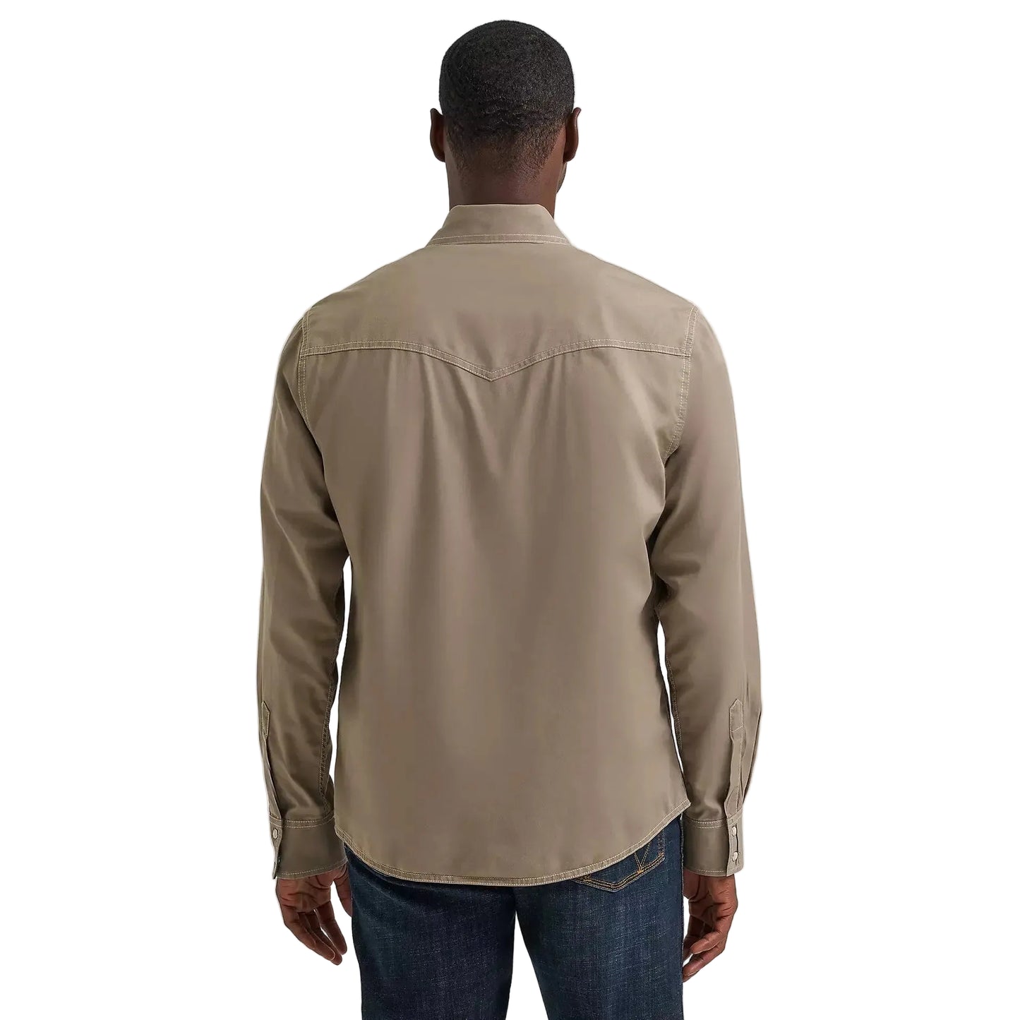 Wrangler Men's Retro Permium Western Solid Long Sleeve Snap Shirt - Tan