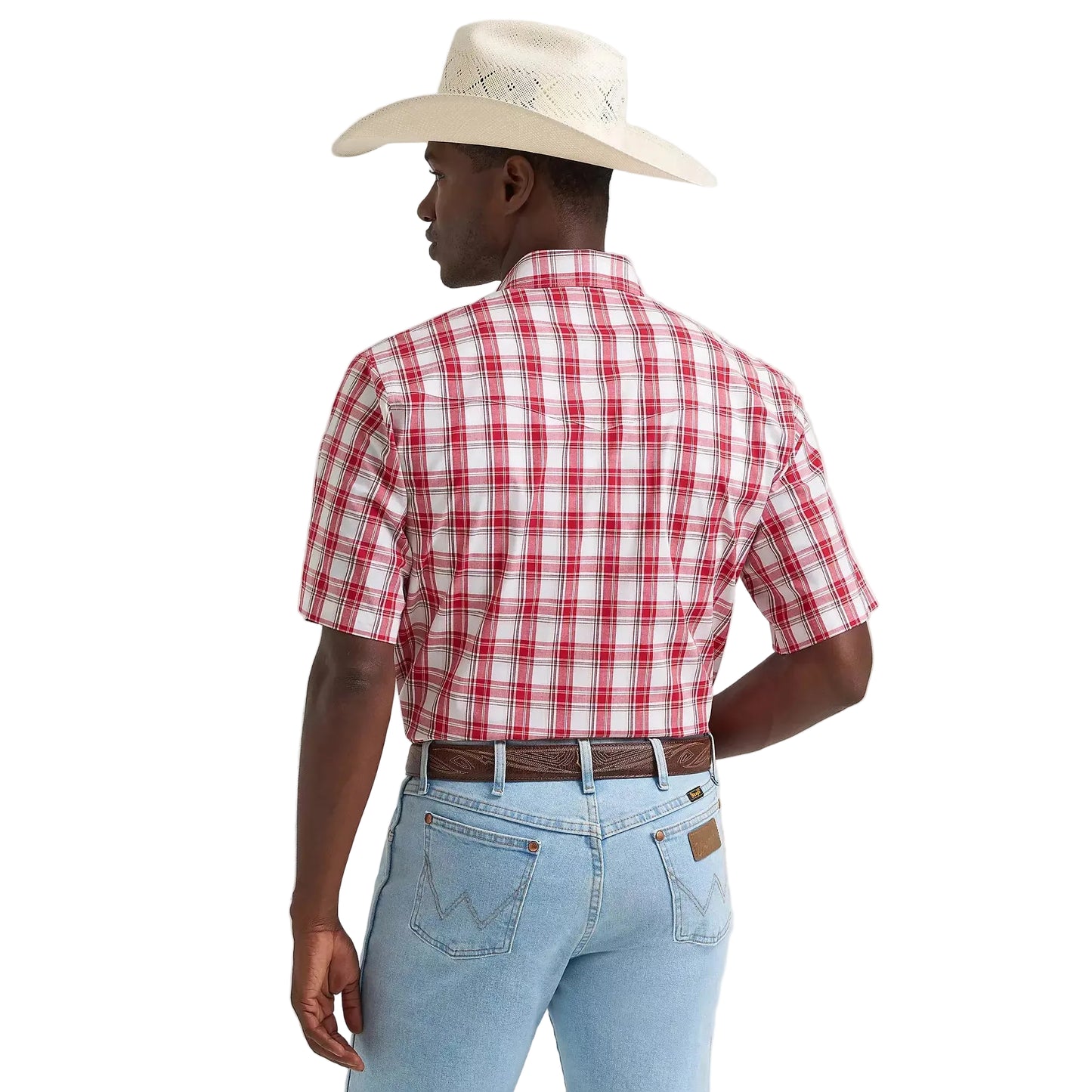 Wrangler® Men's Wrinkle Resistant Short Sleeve Western Snap Plaid Shirt - Picnic Blanket