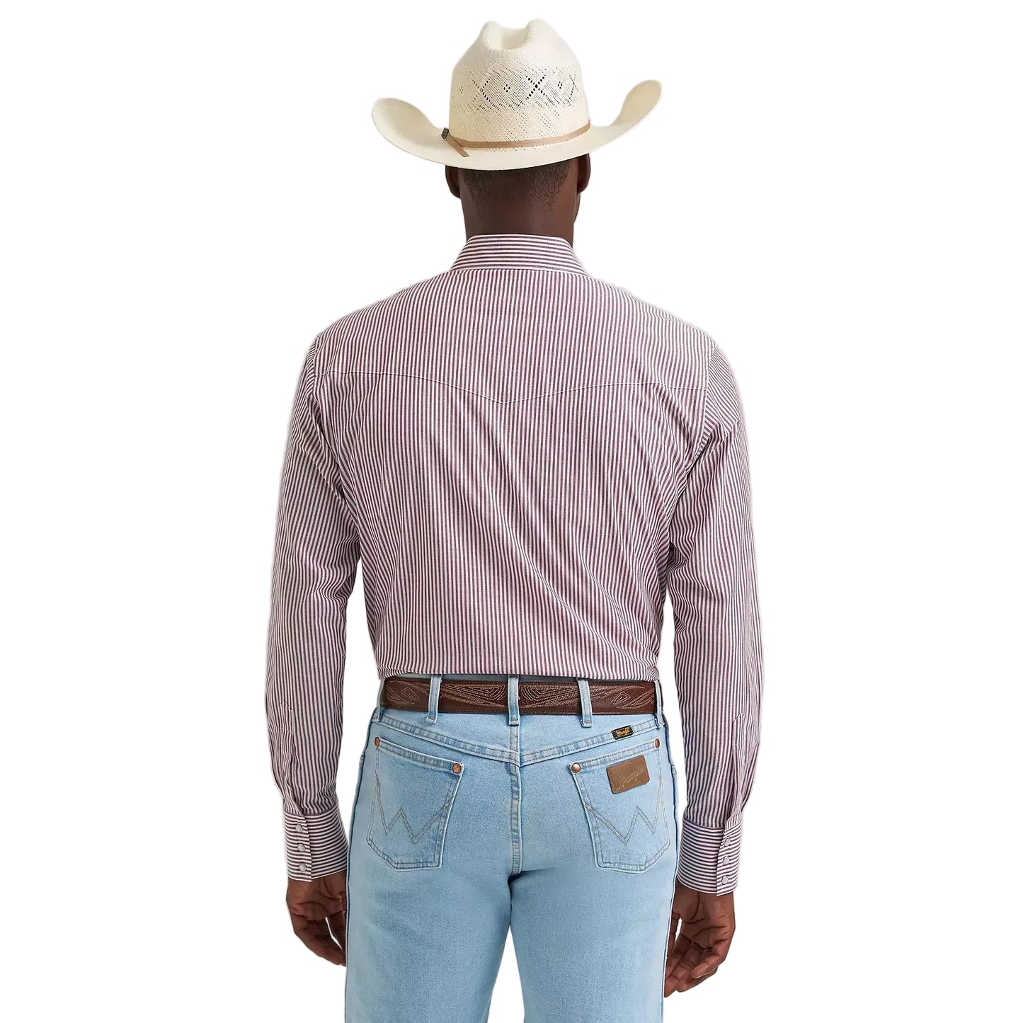 Wrangler® Men's Wrinkle Resistant Long Sleeve Western Snap Stripe Shirt - Wine