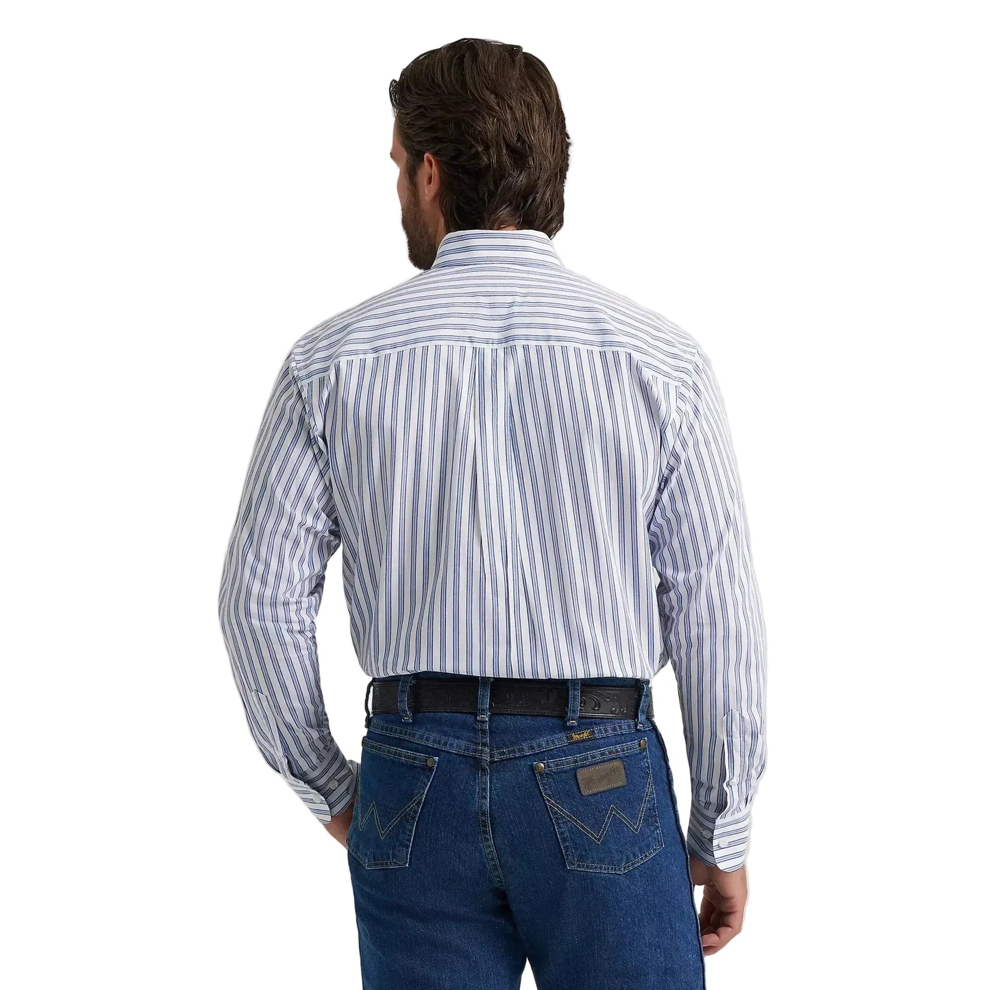 Wrangler® George Strait™ Long Sleeve Button Down One Pocket Shirt - Striped Blue