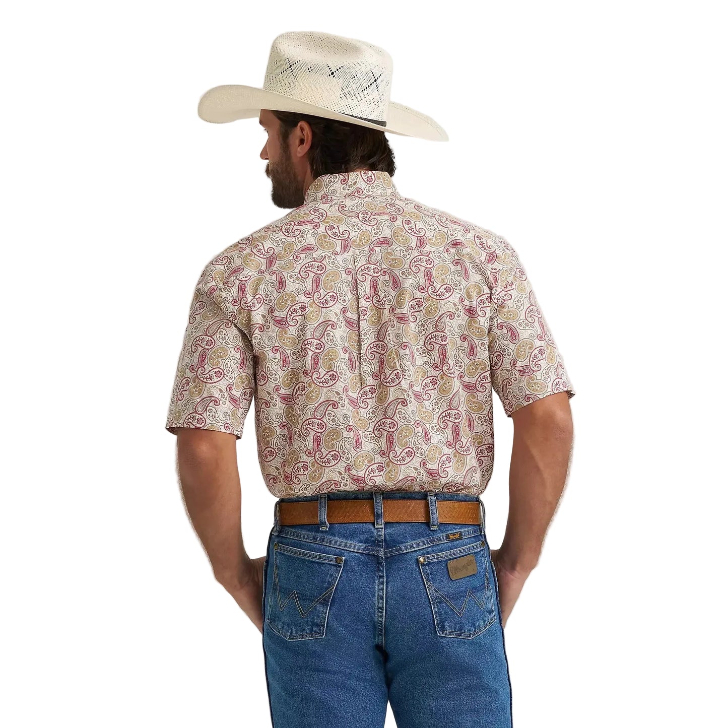 Wrangler® George Strait™ Short Sleeve One Pocket Button Down Shirt - Mustard Paisley