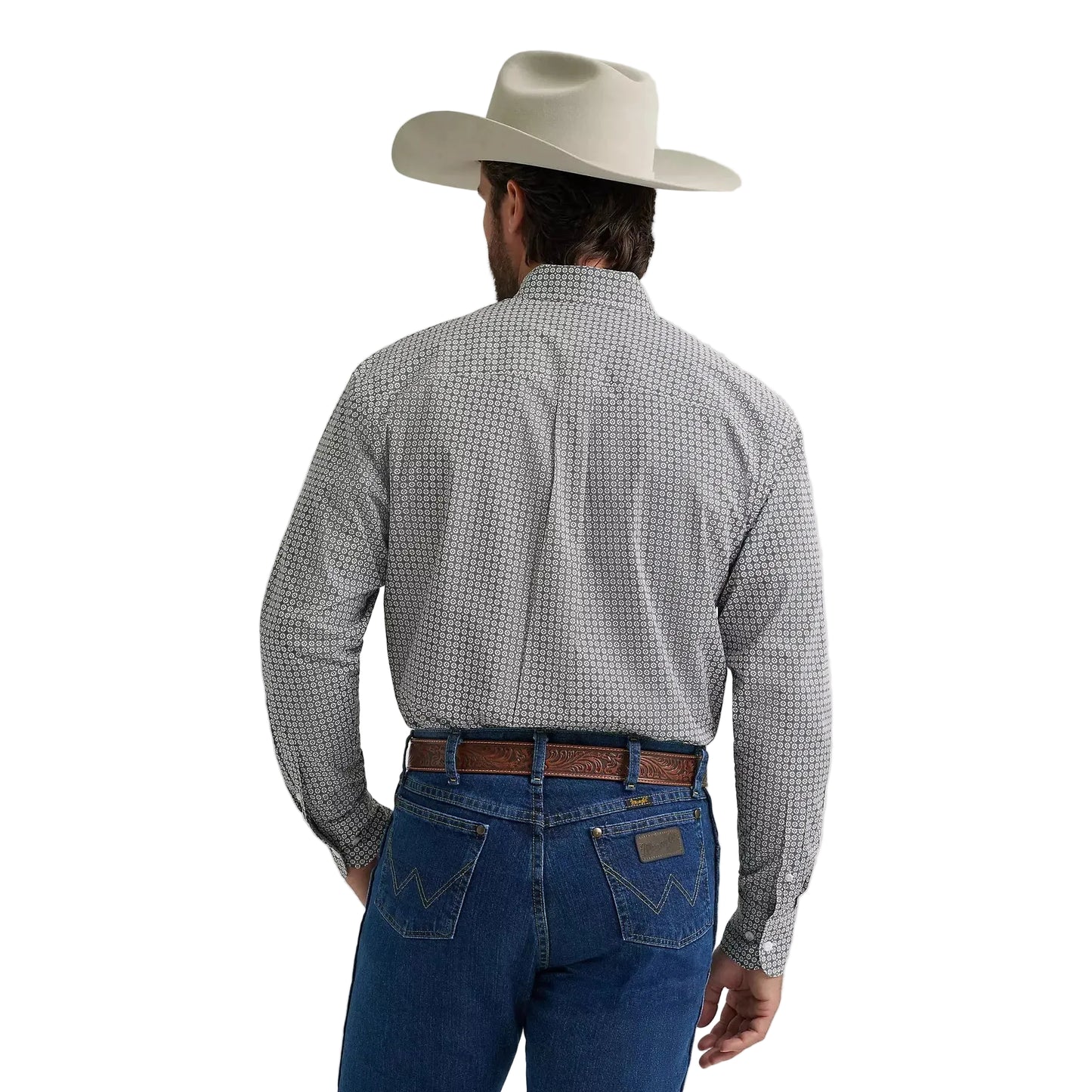 Wrangler® George Strait™ Long Sleeve Button Down 2 Pocket Shirt - Grey Board