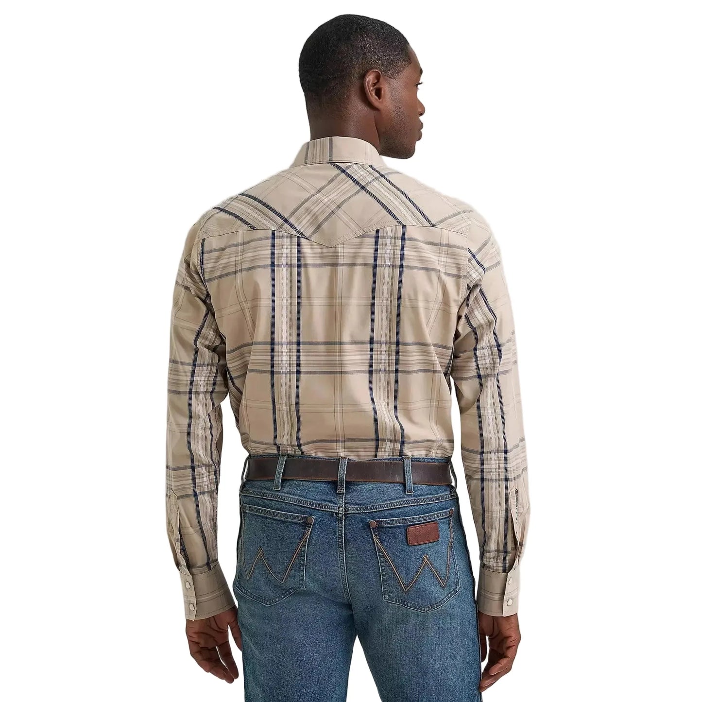 Wrangler Men's Retro® Premium Long Sleeve Western Plaid Snap Shirt - Tan Plaid