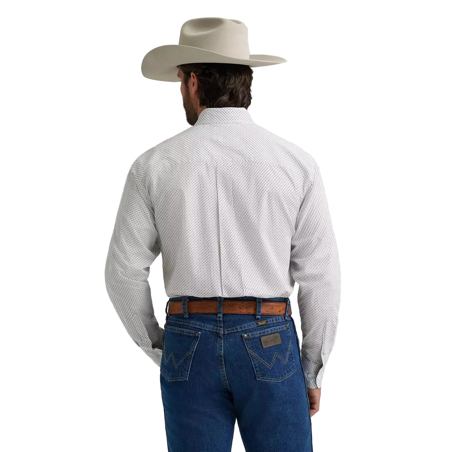 Wrangler® George Strait™ Long Sleeve Button Down 1 Pocket Shirt - White Waves