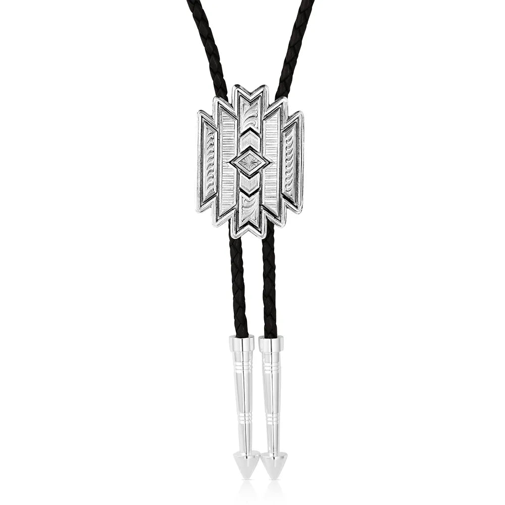 Montana Silversmiths Southwest Motif Bolo Tie - Silver Aztec