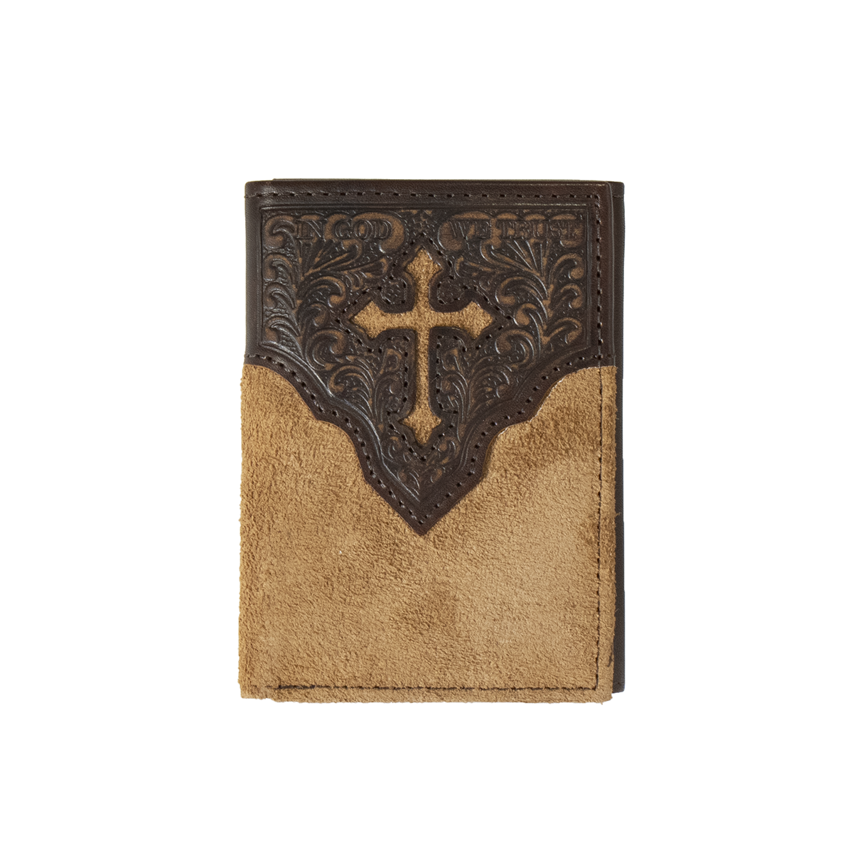 Nocona Cross Engraved Bifold Wallet - Tan