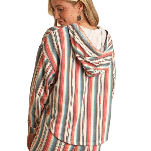 Rock & Roll Women's Motif Stripe Hoodie - Multi Stripe