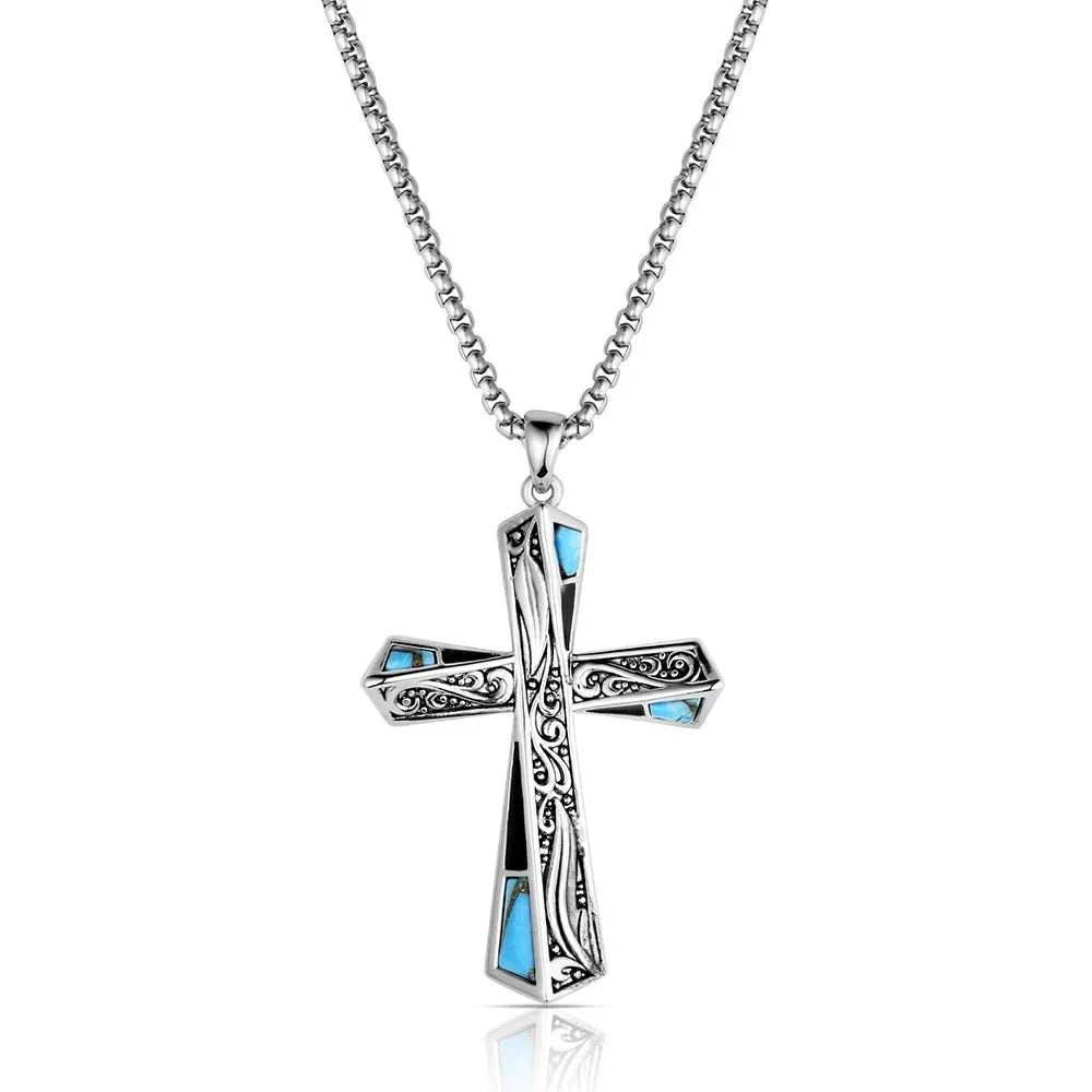 Montana Silversmiths Still Waters Turquoise Cross Necklace