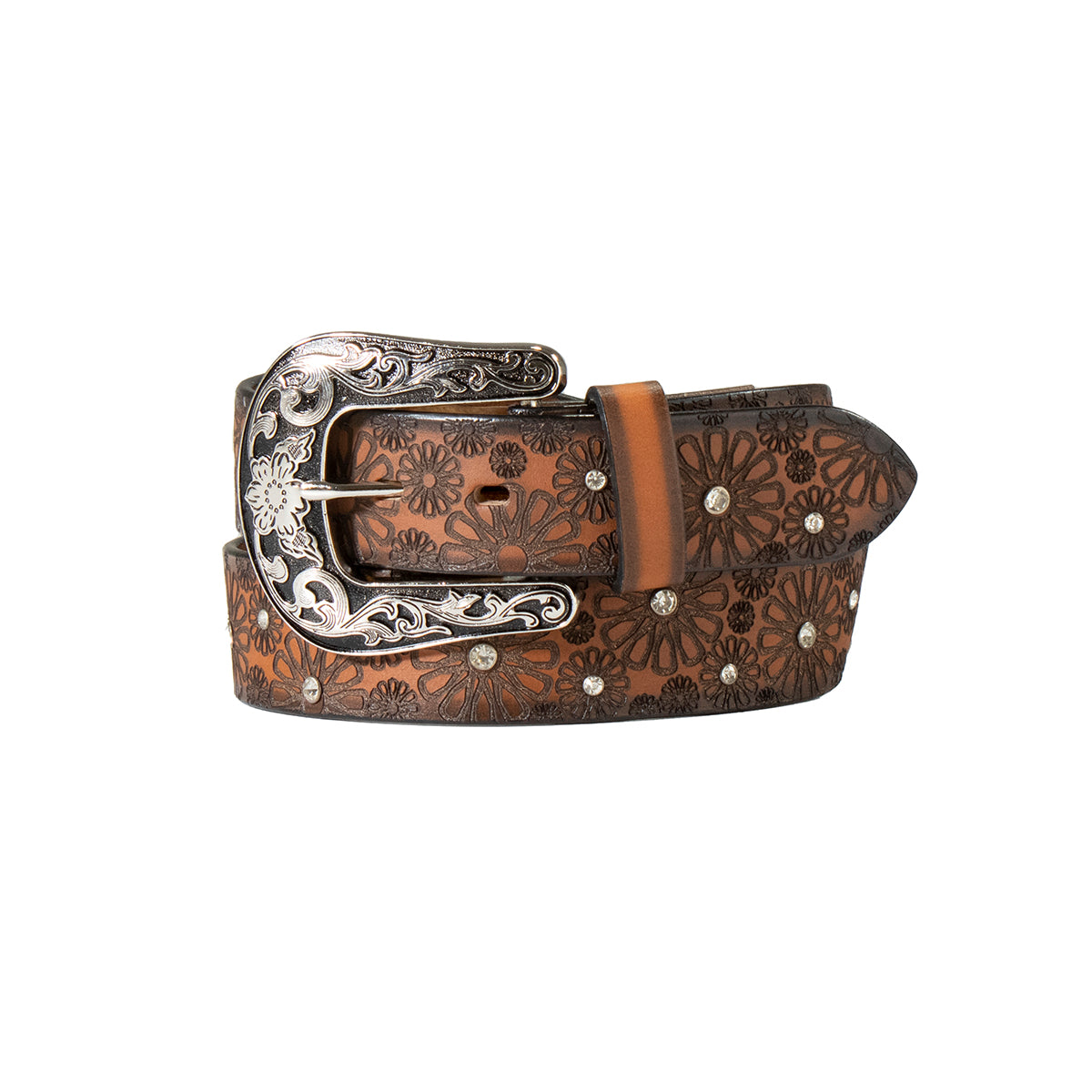 Nocona Women's Lasercut Daisy Belt - Brown