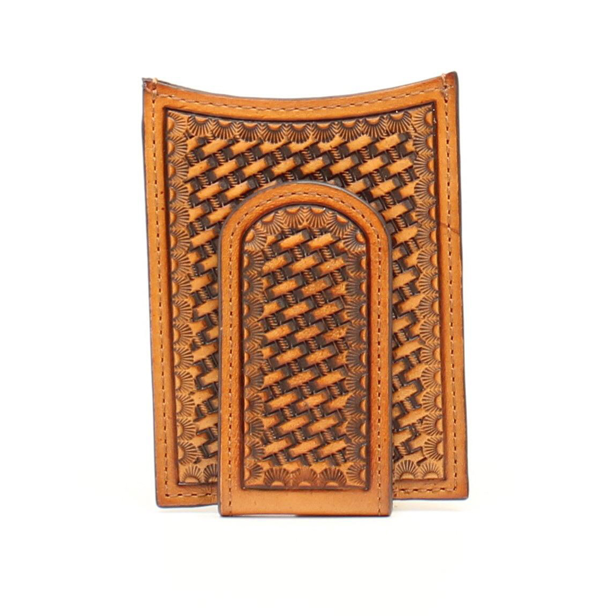 Nocona Men's Money Clip Wallet - Tan Basketweave