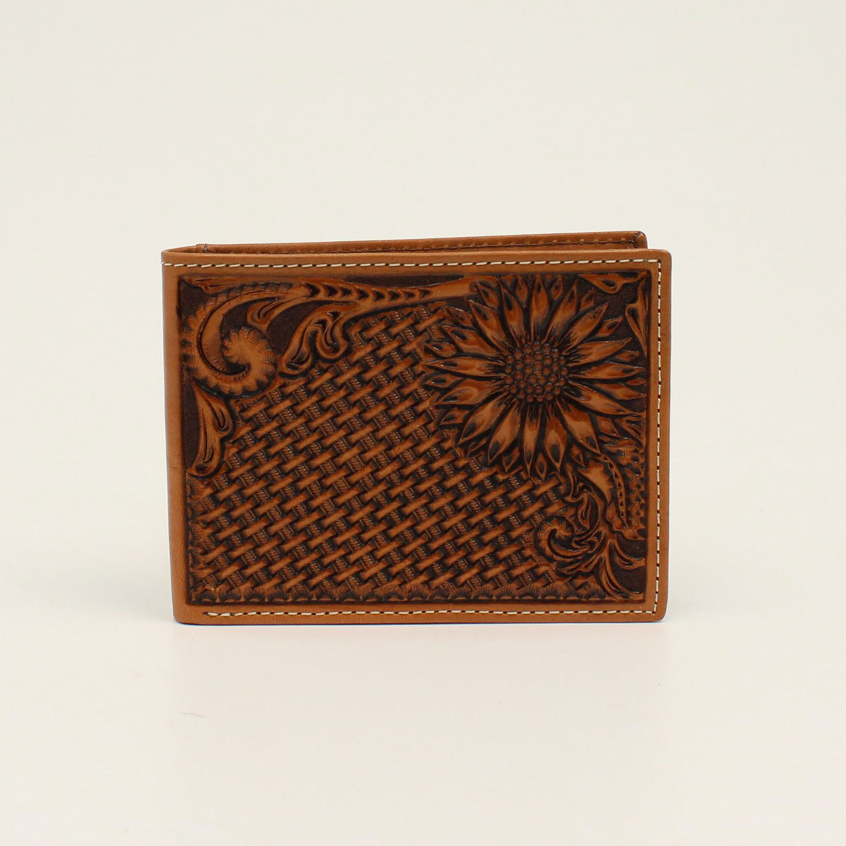 Nocona Men's Basket Weave Sunflower Bifold Wallet - Tan