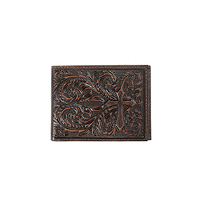 Nocona Men's Scroll Cross Bifold Wallet - Medium Brown