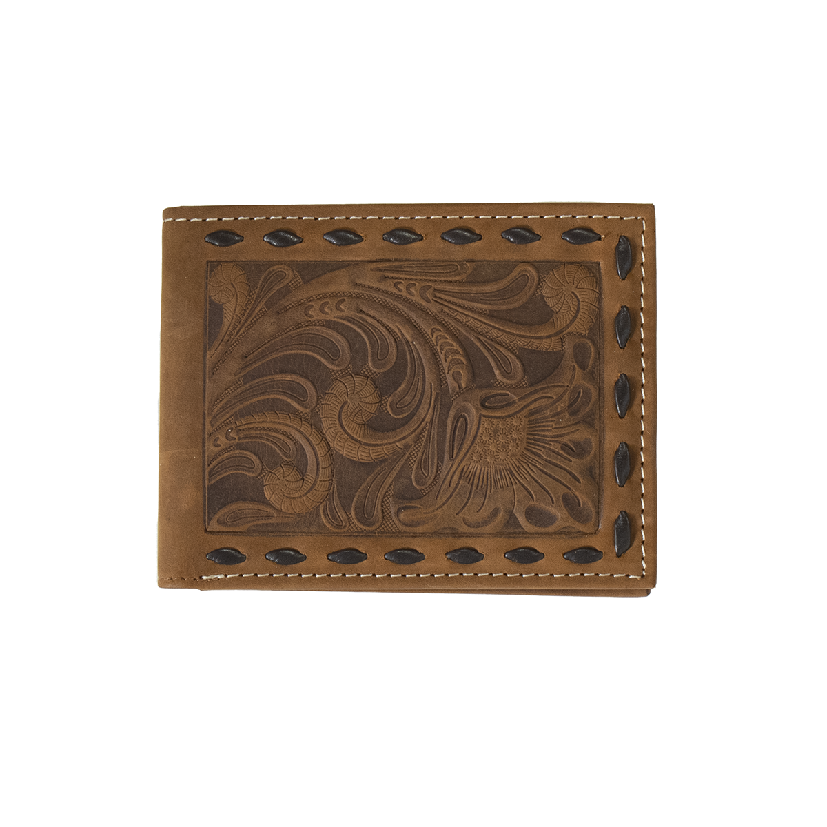 Nocona Floral Embossed Bifold Wallet - Chocolate Brown
