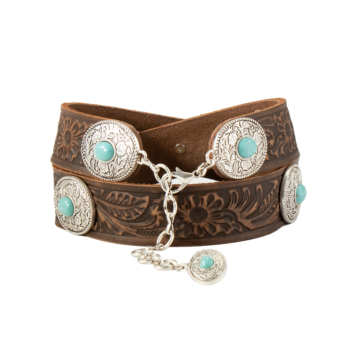 Nocona Women's Floral Embossing & Conchos Belt - Brown