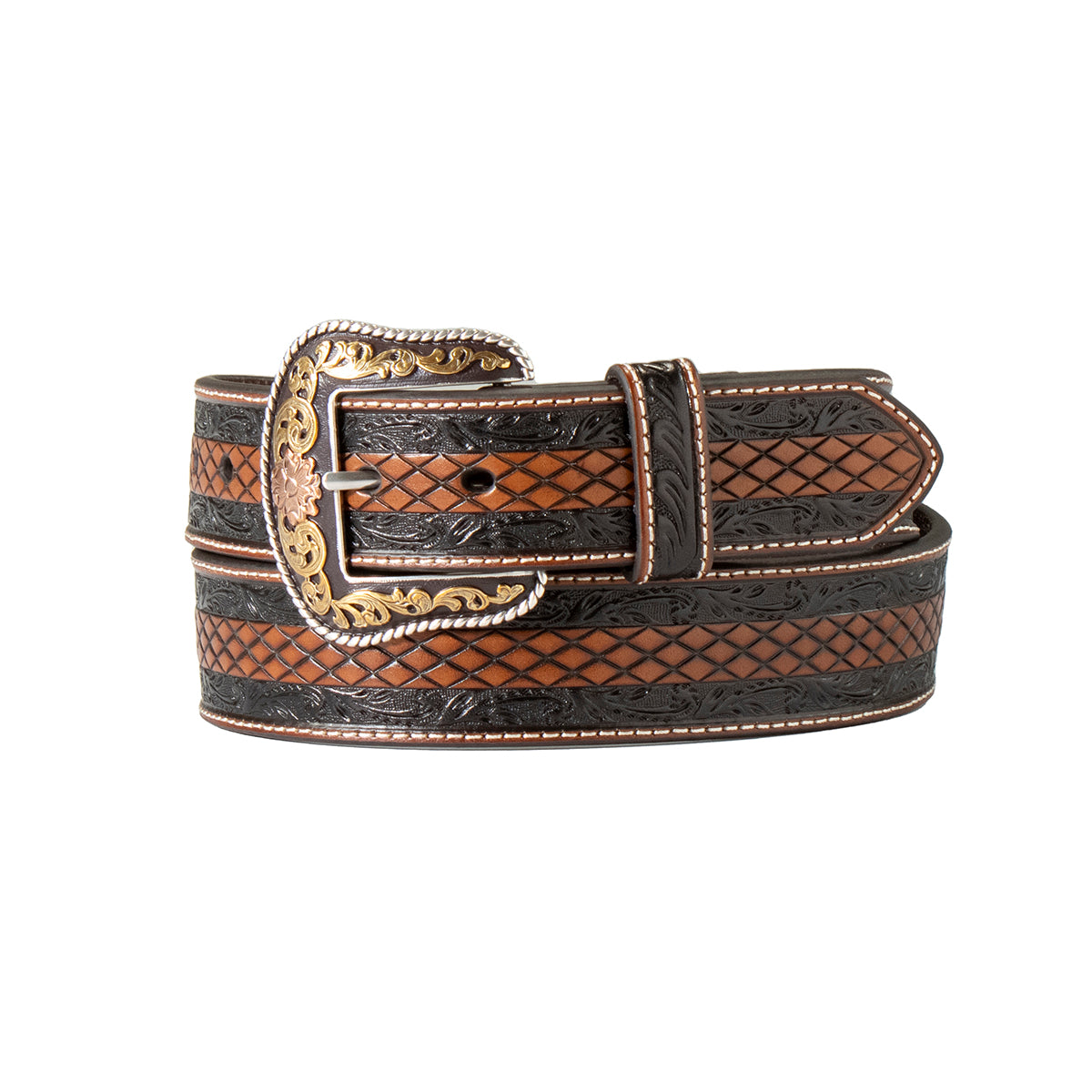 Nocona Men's Diamond Embossed Belt - Brown/Black