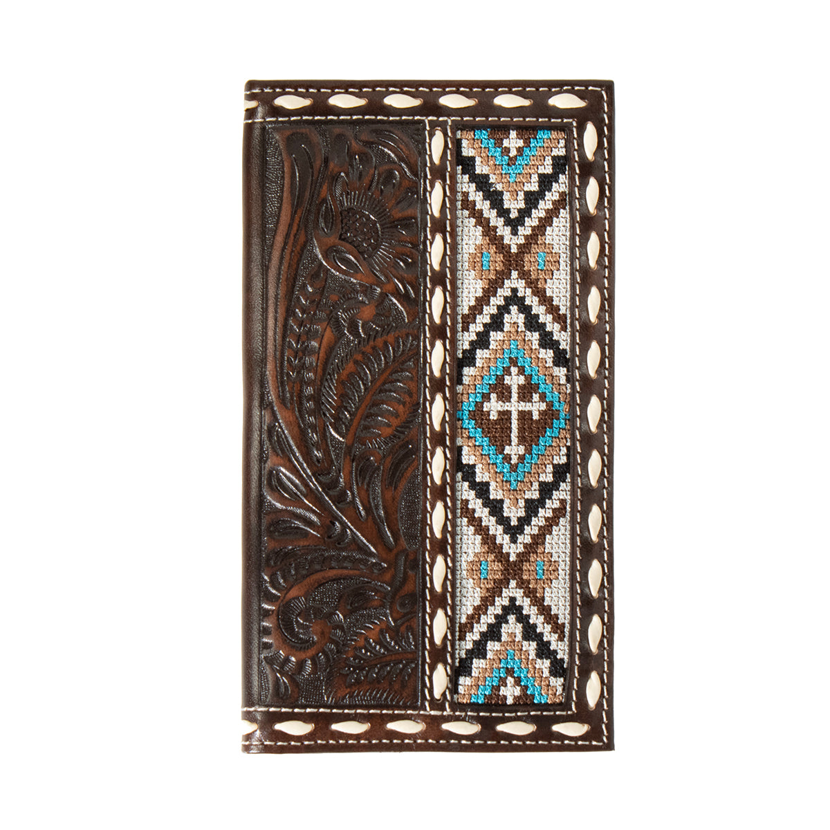 Nocona Men's Floral Embossed Cross Rodeo Wallet - Brown