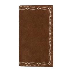Nocona Men's Rodeo Boot Stitch Roughout Wallet -Chocolate