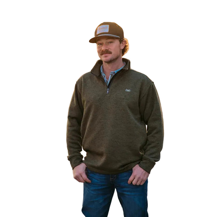 Baredown Brand Men's Peak Long Sleeve 1/4 Zip Pullover - Olive - Irvine Tack & Western Wear