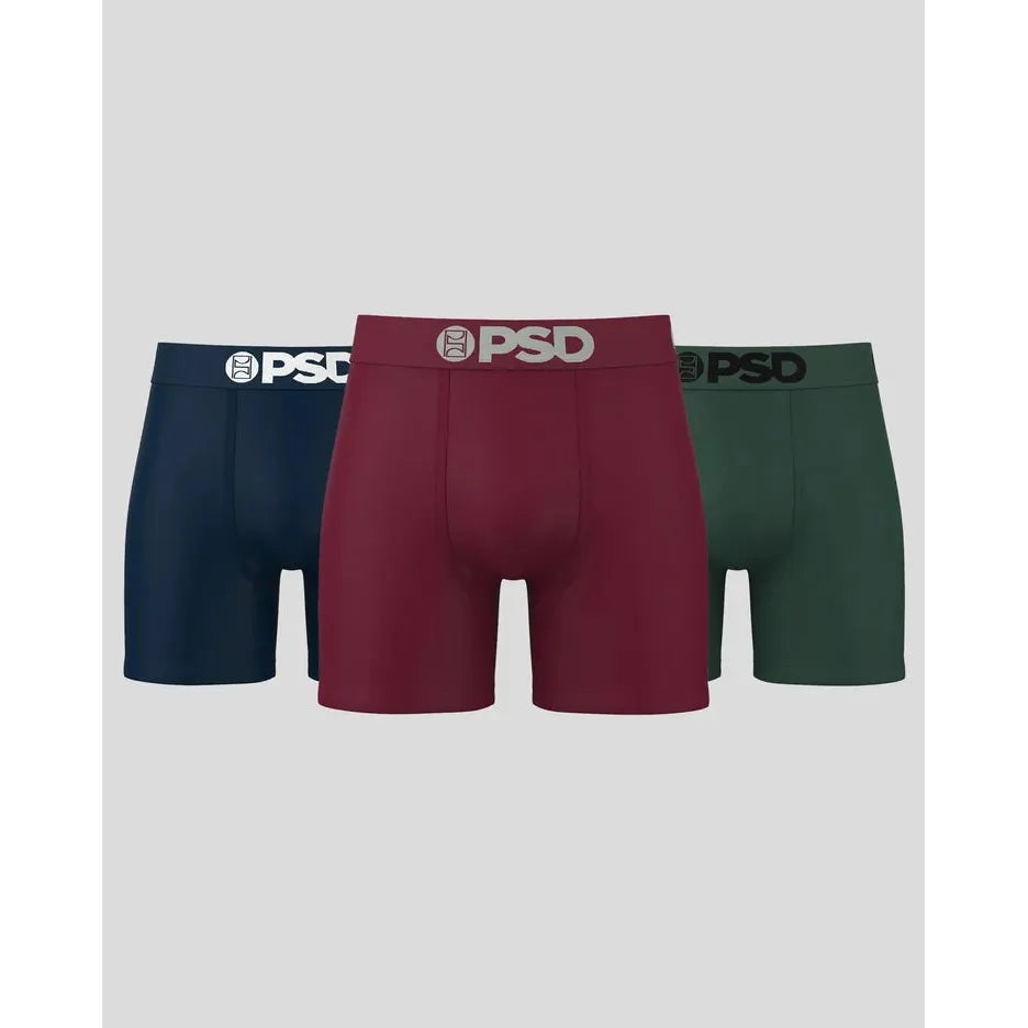 PSD Underwear Men's Dark Tones 3 Pack Boxer Briefs - Green/Blue/Red