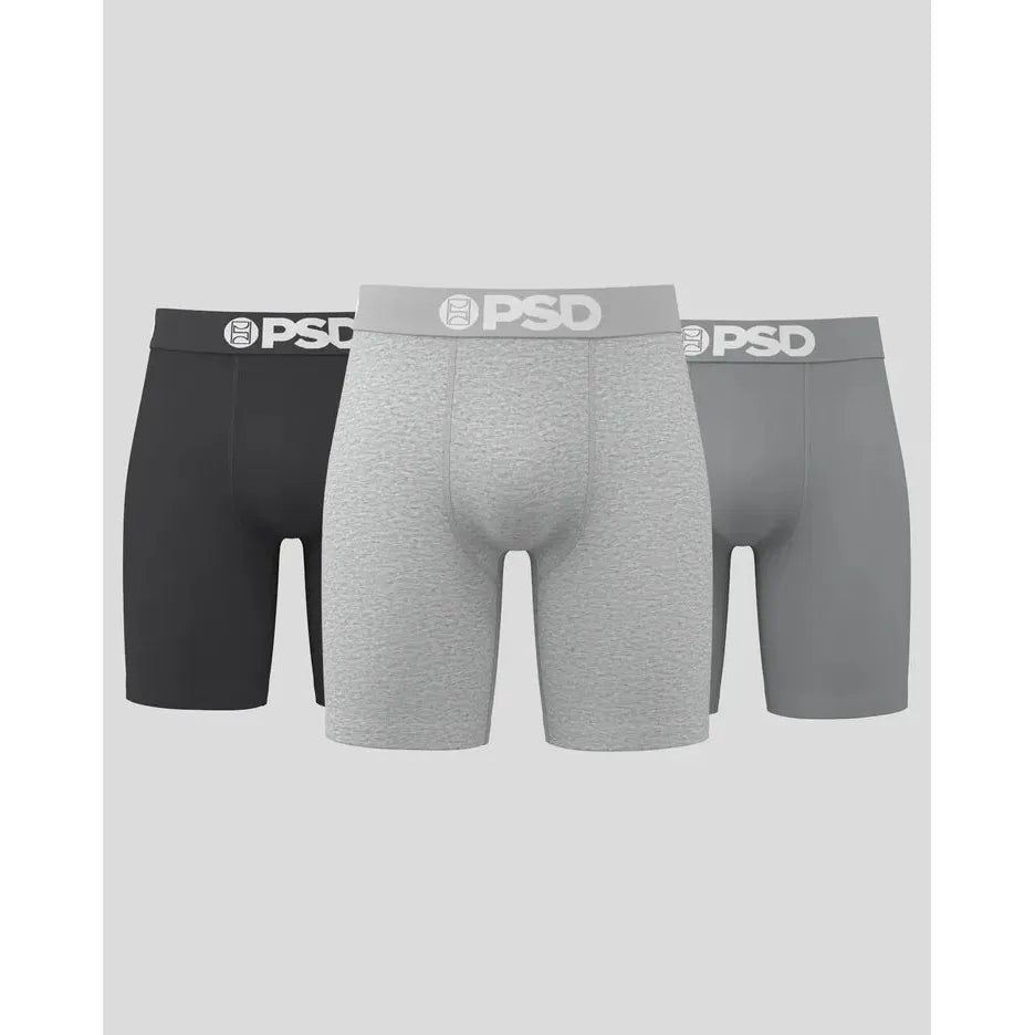 PSD Underwear Men's Solids 3 Pack Boxer Briefs - Grey Days