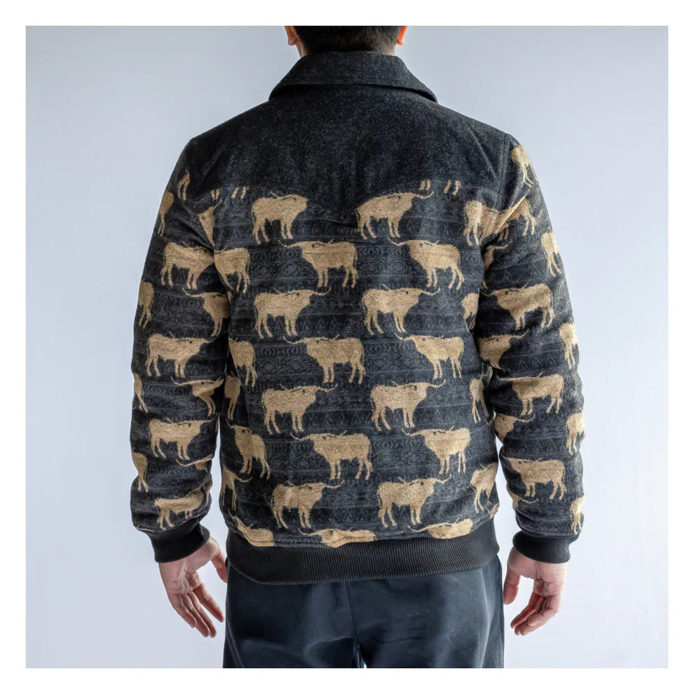 Powder River Men's Jacquard Long Sleeve Wool Bomber