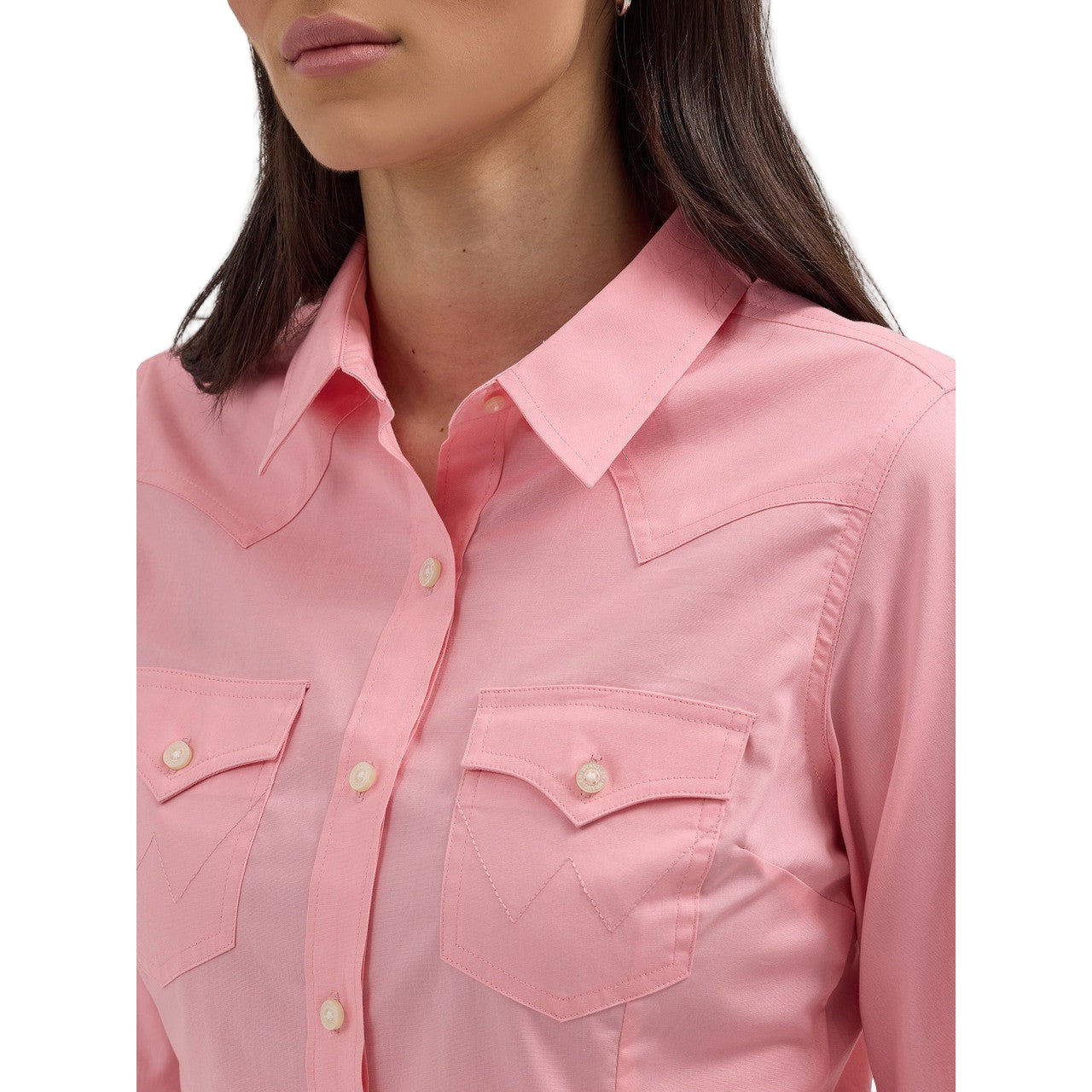 Wrangler Women's Western Button Down Long Sleeve Shirt - Peony