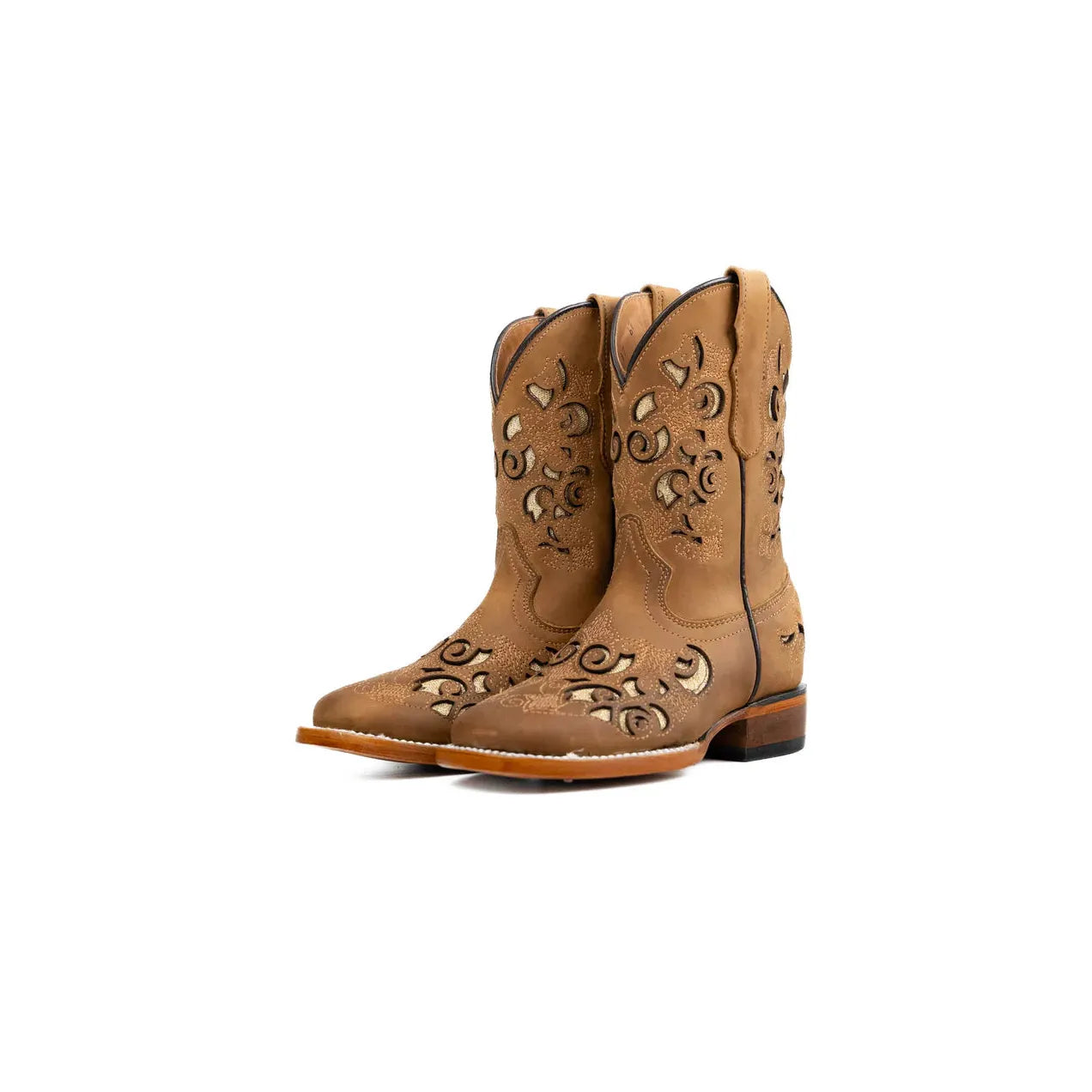 Rock'em Kid's Little Campanas Square Toe Western Boots - Tabaco