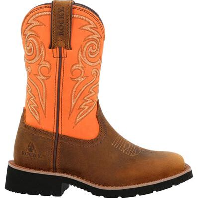 Rocky Big Kids/Youth 8" Monocrepe Western Boot - Brown/Orange
