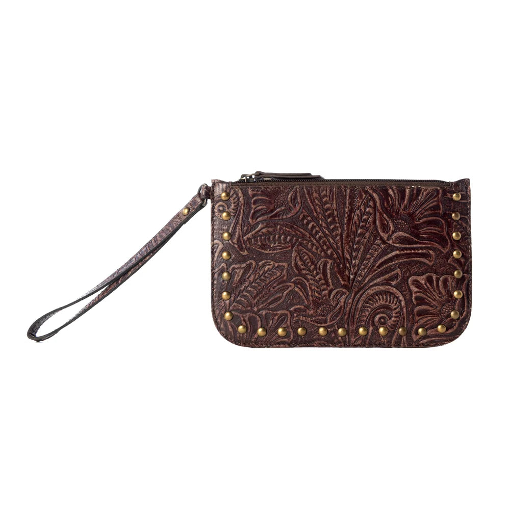 Myra Petalwind Embossed Change Pouch-Brown