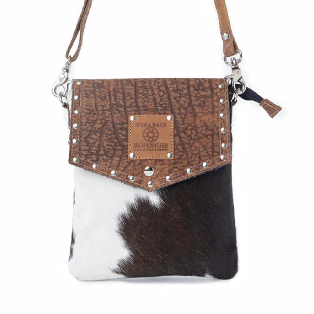 Myra Rustler Bend Canvas & Hair On Bag- Brindle Chestnut