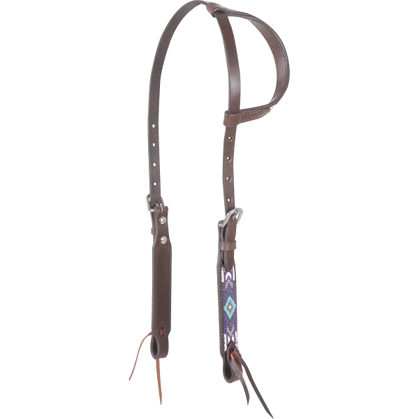 Cashel Beaded Slip Ear Headstall - Blue Green
