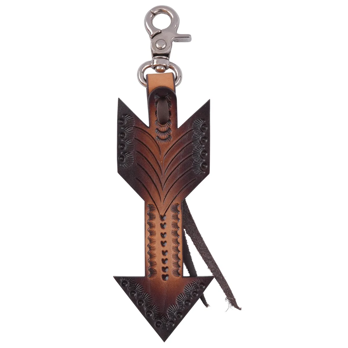 Circle Y Arrow Tooled Saddle Charm - DARK