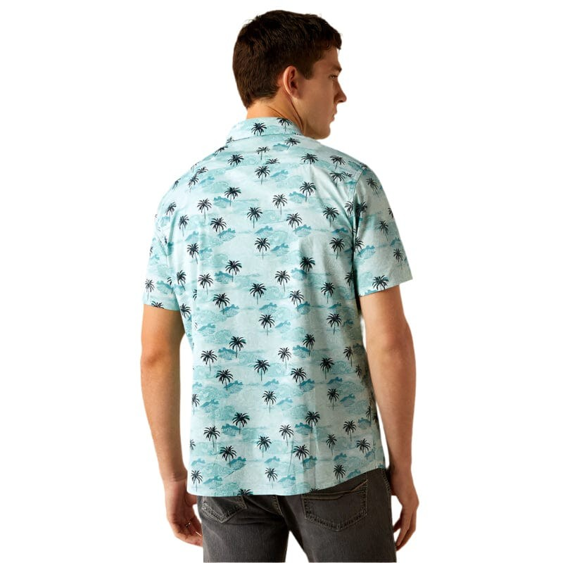 Ariat Men's Short Sleeve Maverick Modern Fit Shirt- Turquoise