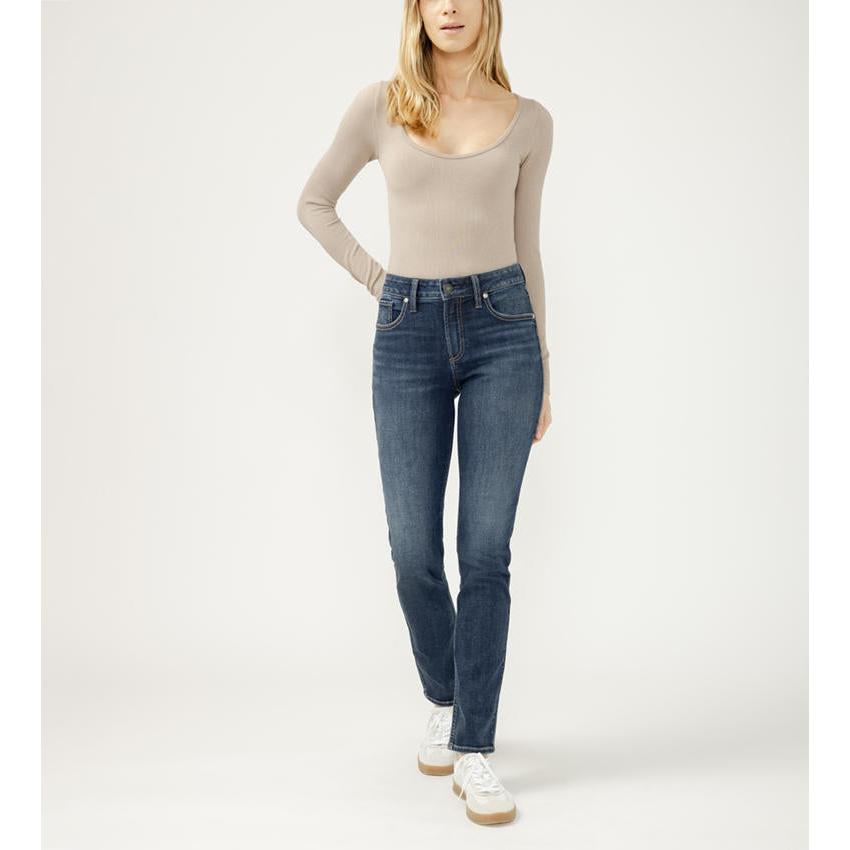Silver Women's High Rise Avery Straight Leg Jeans- Maisie