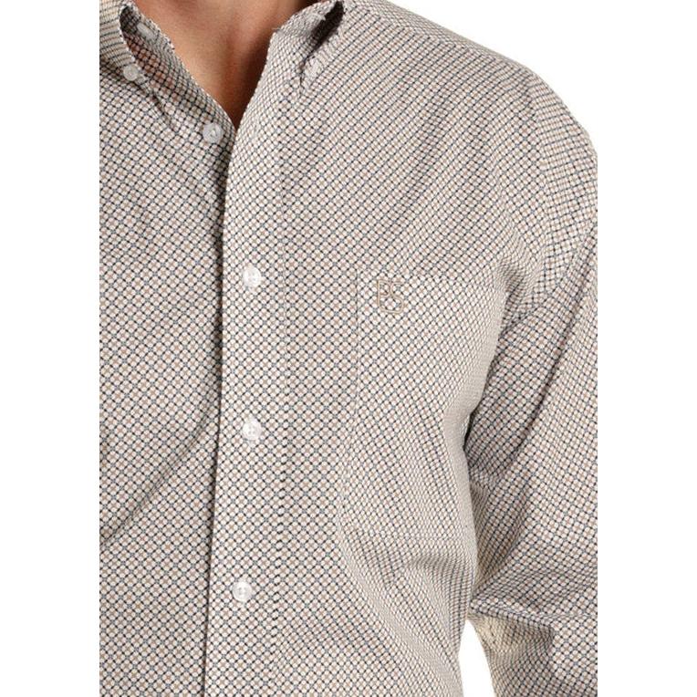 Panhandle Slim Men's Medallion Print 1 Pocket Long Sleeve Shirt - Tan