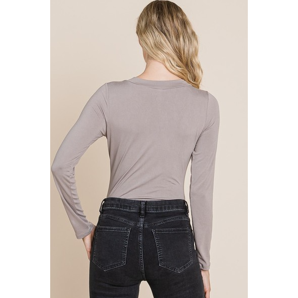 Vanilla Bay V-Neck Long Sleeve Basic Bodysuit