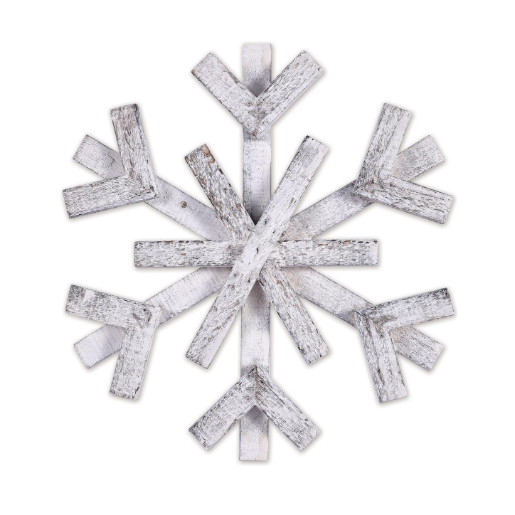 Edenborough White Wooden Snowflake - 10"