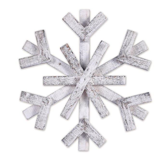 Edenborough White Wooden Snowflake - 14"