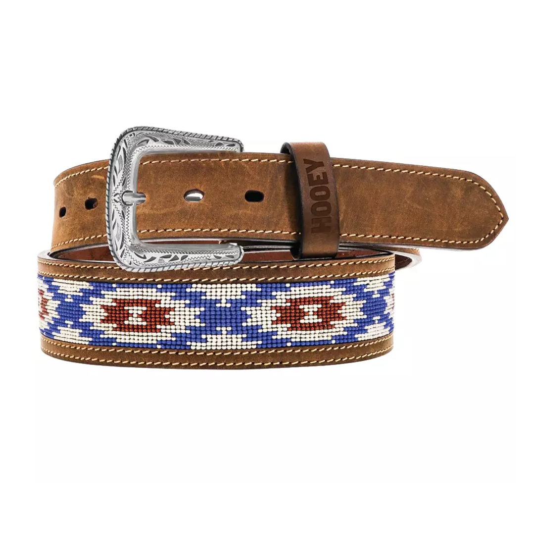 Hooey Men s Tapered Beaded Belt Red White Blue